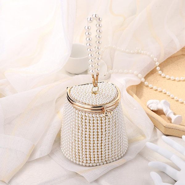 

cosmetic bags & cases elegant bucket design women evening beading holder day clutch pearl wedding bridal handbags for party small purse gift
