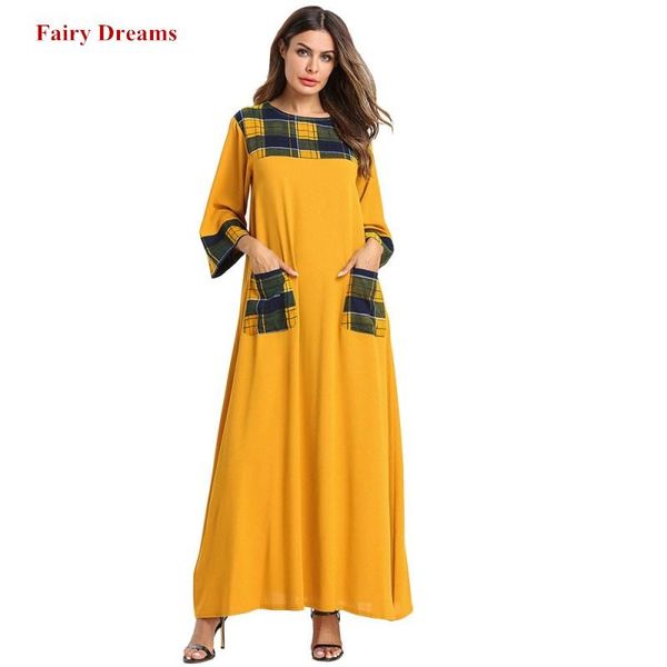 

muslim dress women abaya dubai bangladesh islamic clothing plus size 4xl kaftan arabic abayas turkish pockets yellow robe 2021 ethnic, Red