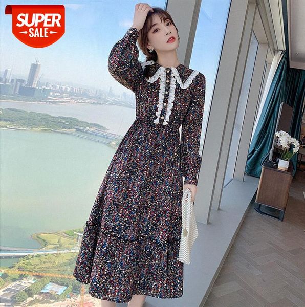 

[nuts] palace style design niche floral skirt, fashionable all-match dress for women #3s1f, Black;gray
