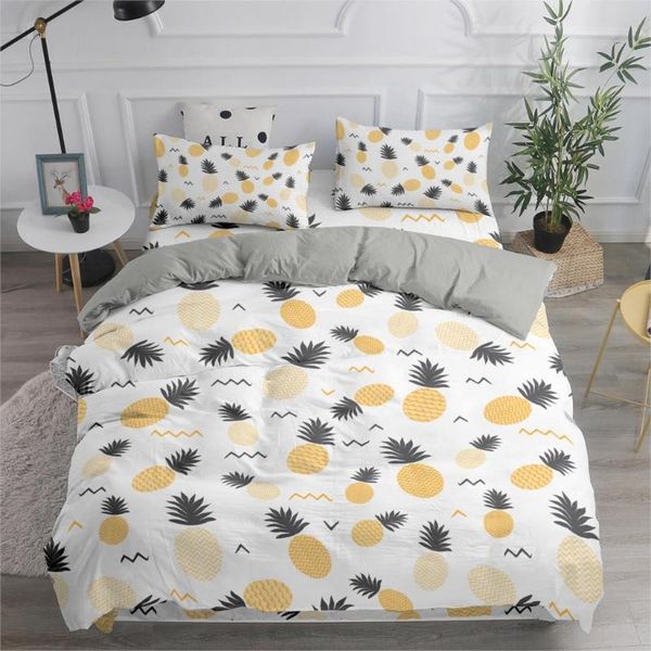 

cartoon pineapple 3d print bedding sets plant kids cute duvet cover set single twin full  size home textiles bedspread gift