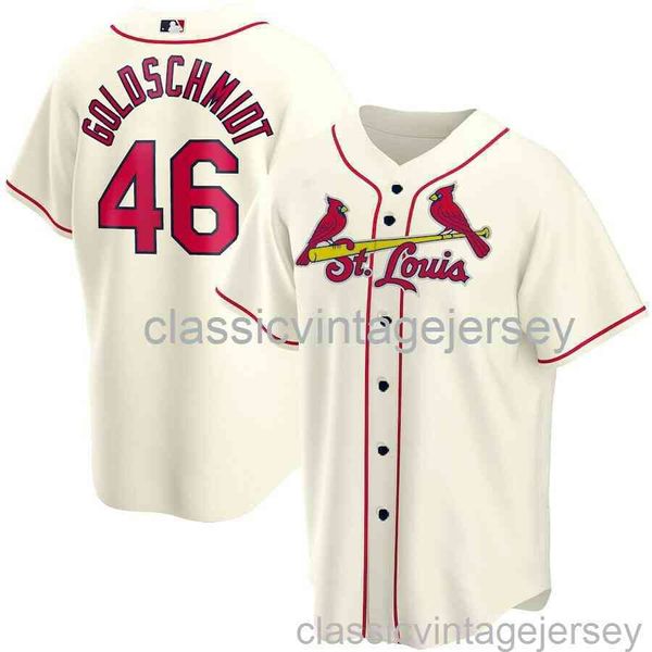 Maglia da baseball AOP Paul Goldschmidt # 46 Cream XS-6XL Maglia da baseball da uomo donna giovanile cucita