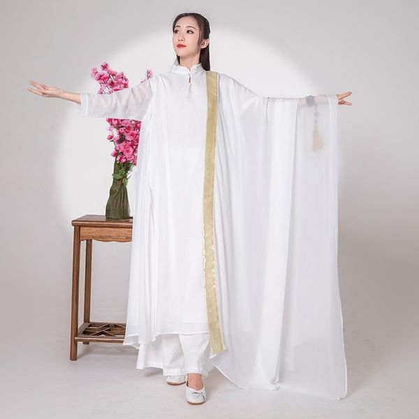 

han chinese clothing robe vintage femme maxi dresses chinese elegant female long robe yoga linen meditation robe 11608, Red