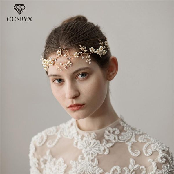 

hair clips & barrettes wedding jewelry headbands hairbands crown luxury engagement accessories for bridal princess flower pearl beads gif, Golden;silver