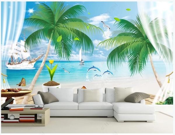 

wallpapers custom po wallpaper for walls 3 d murals fresh seascape beautiful tree tv sofa background wall painting decoration