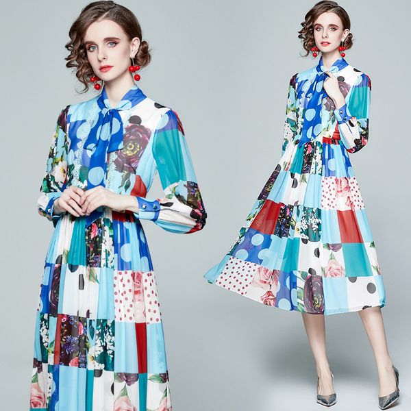 

boutique dress spring and summer 2021 rose wave point slim holiday elegant medium length chiffon print, Black;pink