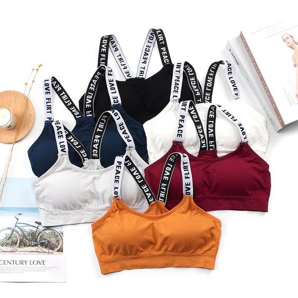 

sport bra running letters yoga wear women fitness gym suit crop seamless push up solid sports outfit