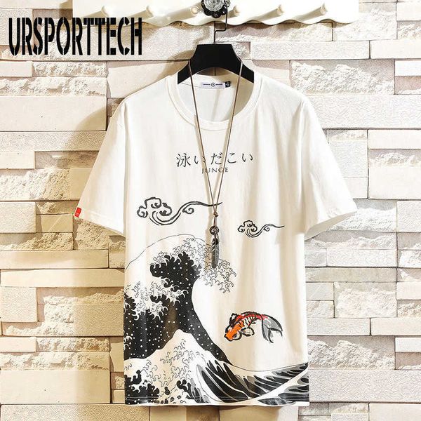 

summer brand t shirt men funny anime print oversized men t-shirt hip-hop cotton vintage t shirt o-neck japanese tee shirt homme 210528, White;black
