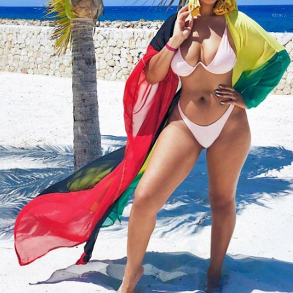 

women's swimwear 2021 long beach cover up women dress swimsuit sleeve kaftan tunic vestidos playa bikini pareo mujer beachwear, White;black