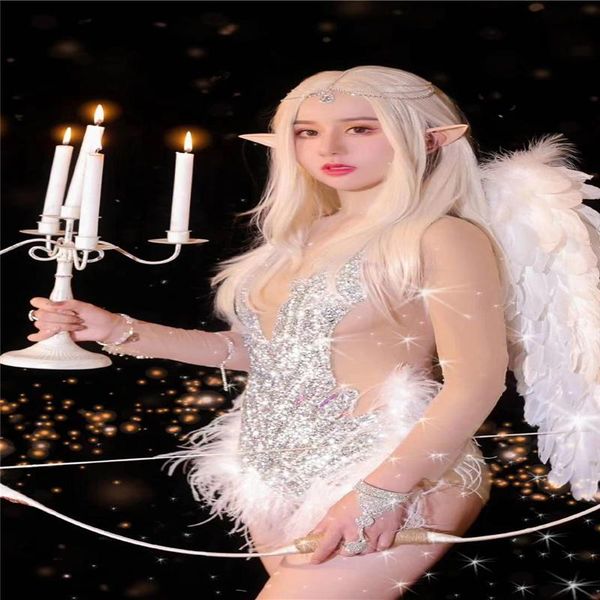 

party decoration h163 cosplay festival celebration outfit feathers wing crystal diamond perspective glisten fashion novelty dancer show pro