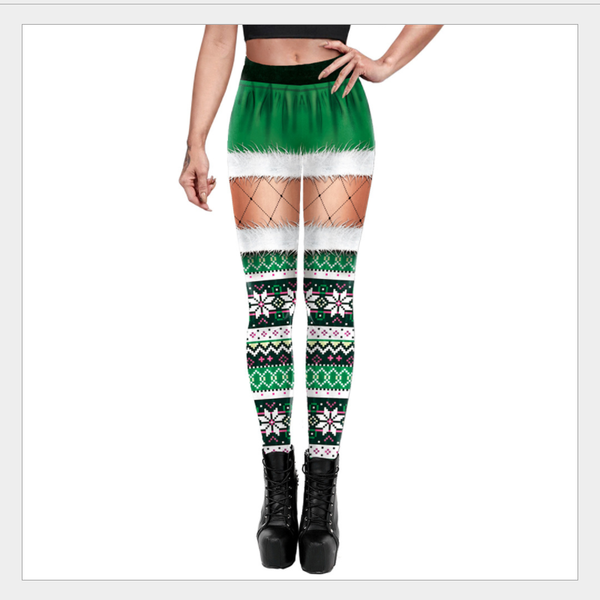 

women's leggings sweolso 2021 christmas happy year green red digital printed womens snowflake stretch pants party skinny leggins, Black
