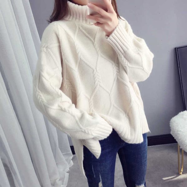

women's sweaters women turtleneck sweater thick knitted warm pullover autumn winter female solid color casual wggf, White;black