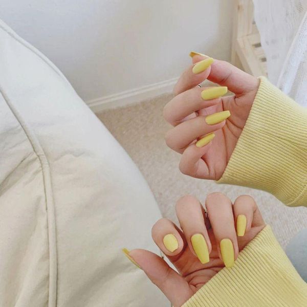 

nail art kits 24pcs set fashion solid color matte tips false french full nails