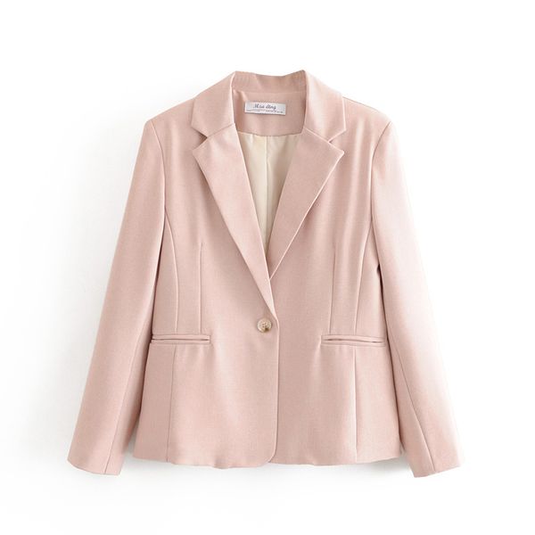 Casual Mulheres Soft Lineen Blazer Primavera-Outono Senhoras Moda Manga Longa Jaqueta Ternos Casuais Feminino Slim Casacos Meninas Chic 210427