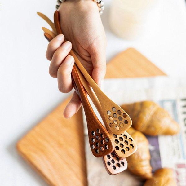 

spoons 1pc wood honey dipper sever mixing stick spoon honeycomb heart pattern wooden japanese