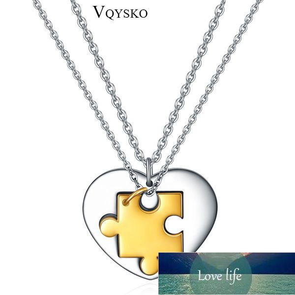 Moda 2 pezzi / set Collana con ciondolo puzzle a forma di cuore per donna Uomo Amanti in acciaio inossidabile Coppia di gioielli Collana Regalo di anniversario Prezzo di fabbrica design esperto Qualità