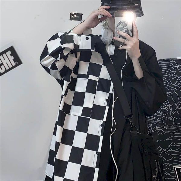 

women's blouses & shirts spring autumn harajuku blouse women loose long sleeves casual patchworked plaid woman streetwear female cloth, White