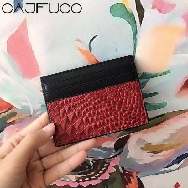 

card holders cajifuco blackish green real crocodile skin porte carte ultrathin genuine leather holder classic coin purse, Brown;gray