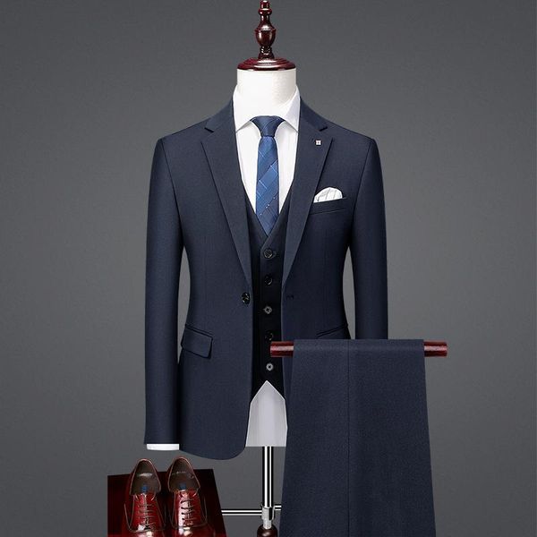 

men's suits & blazers 2021 business formal wear banquet man suit groom wedding dress three-piece, White;black