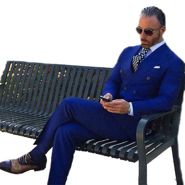 

men's suits & blazers 2021 by measure royal blue suit of groom's men thin tuxedo fitting 2 piece double breasted blazer graduation, White;black
