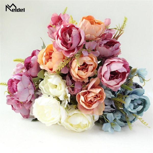 

autumn 5 heads/bouquet small peonies artificial flowers silk bouquet diy wedding home year decor peony gift decorative & wreaths