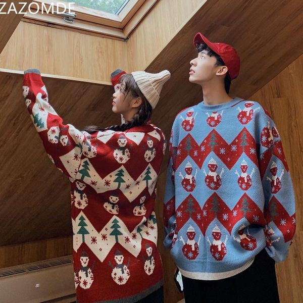 

men's sweaters zazomde christmas sweater men casual o neck holiday xmas funny jumpers couple pullover loose clothing pullovers, White;black