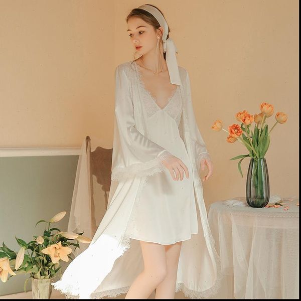 

white robe pajamas set silk womens sleepwears rayon bridal dressing gown wonderful nightgown sleepwear robes, Black;red