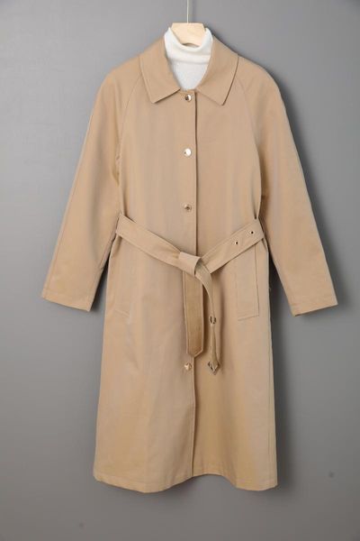 

women's trench coats fashion classic long windbreaker jacket single breasted waterproof, Tan;black