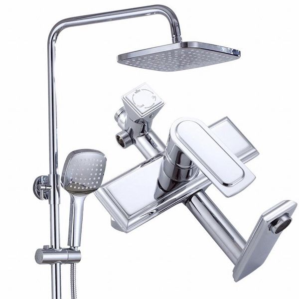 

shower faucet set household hand head multi-function bath system large rain wall-mounted brass bathroom sets
