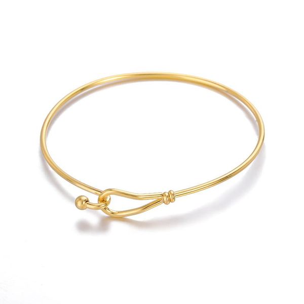 

bangle minimalism thin wire wrap bracelets & bangles for women men simple jewelry stainless steel geometry bijoux femme 2021, Black