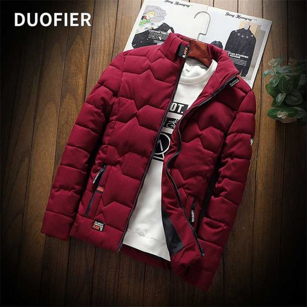 

autumn winter men jackets solid fashion trend casual thickened cotton clothes slim baseball coats zipper down warm jacket 211206, Black