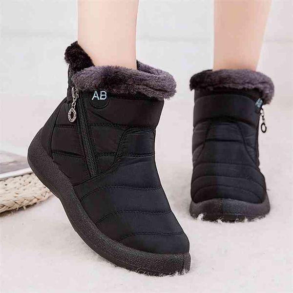 

lucyever women waterproof snow boots winter falts shoes woman casual lightweight ankle botas mujer platform keep warm booties 210914, Black