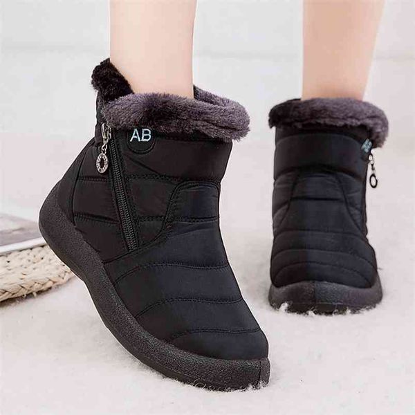 

lucyever women waterproof snow boots winter falts shoes woman casual lightweight ankle botas mujer platform keep warm booties 210914, Black