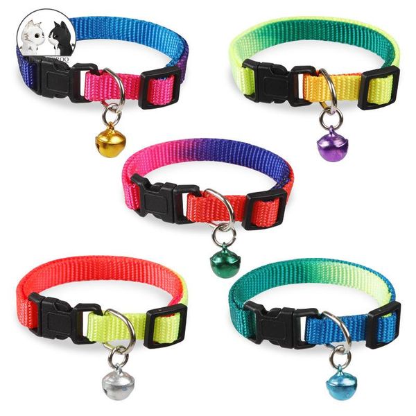 

cat collars & leads nylon collar adjustable rainbow colors pet for small medium dogs 3pcs supplies