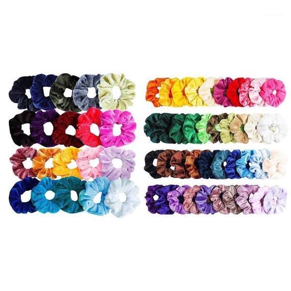 

velvet scrunchies women girls elastic hairband hair rubber band ponytail holder wedding travel street painting accessories1, Brown