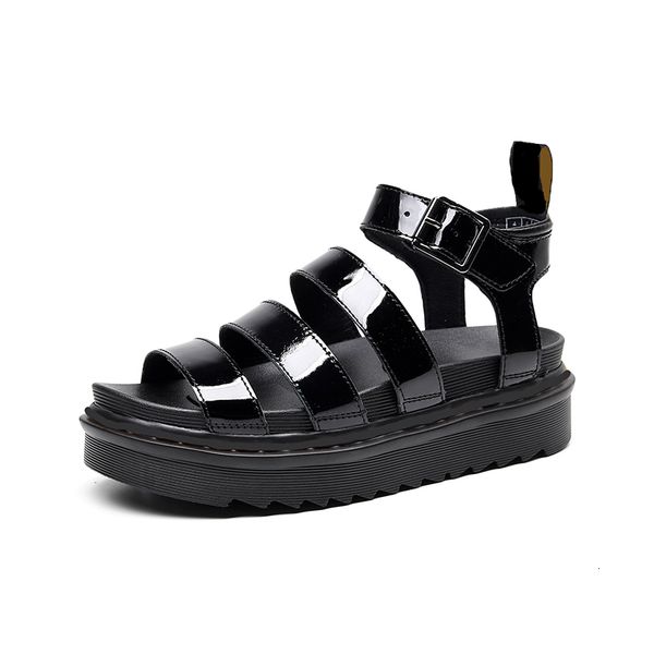 

sandals women martins gladiator black white real leather 5cm platform ankle strap designer summer shoes size 35-44 734d
