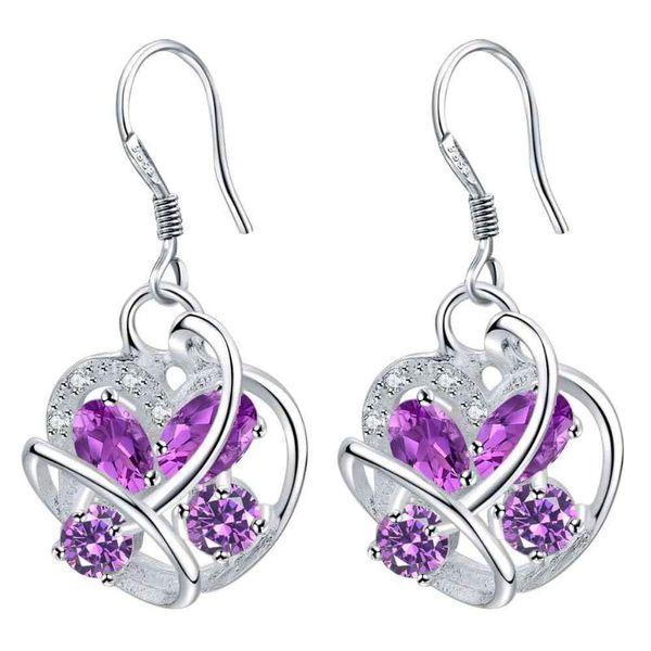 

dangle & chandelier classic elegant long earrings for women silver purple crystal charming fashion jewelry ae1081