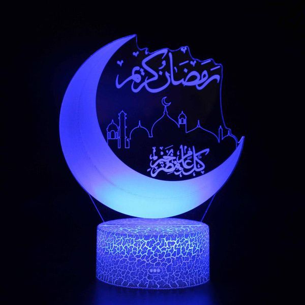 

ramadan decoration 7/16 color 3d led night light moon stars remote control colorful lamp deskislamic eid mubarak gift party