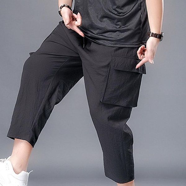 

men's pants spring summer men 7xl waist 145cm 5xl 6xl plus size, Black