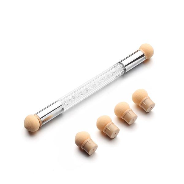 

nail brushes manicure tools faint brush gradient polish glue sponge head can be used as a replacement for two-headed transfer pens, Yellow