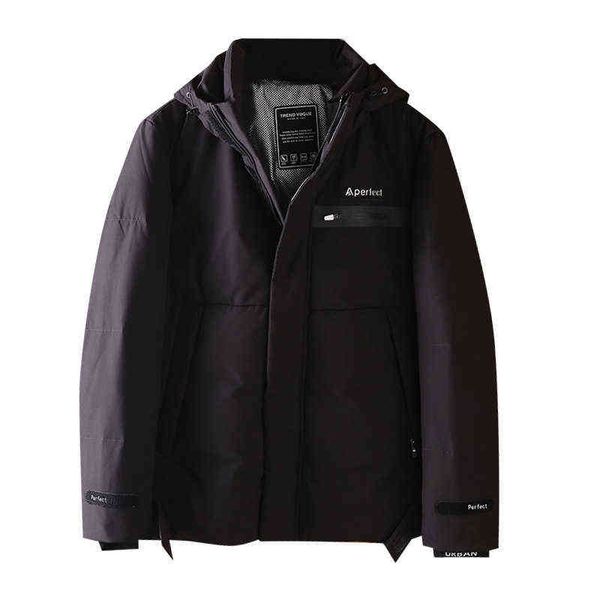 

men's winter thickened men's stand collar hooded down et youth coat 500285, Black