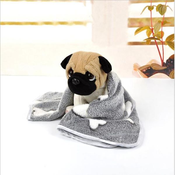 

winter warm pet blanket dog cat sleep mat soft coral velvet bone print bed mats puppy cushion for small pets kennels & pens