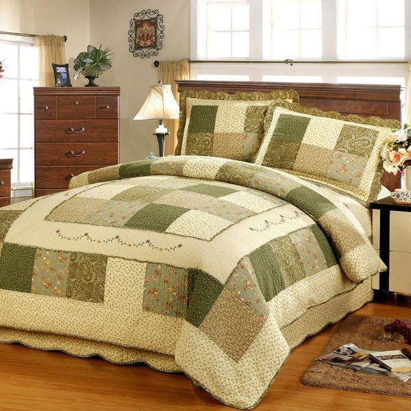 

bedding sets chausub floral patchwork quilt set 3pcs/4pcs cotton bedspread for bed quilted duvet cover with 2 pillowcase  size coverlet