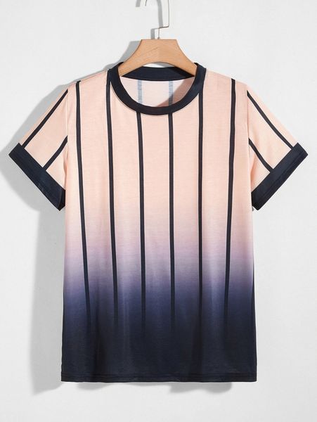 

men stripe & random ombre print tee u2px#, White;black