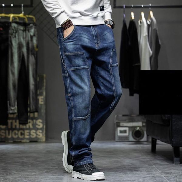 

size jeans loose big heren hip hop baggy denim broek men's clothes fatify cargo leisure bodems blue