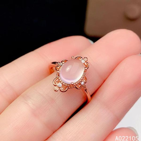 

cluster rings kjjeaxcmy fine jewelry 925 sterling silver inlaid natural rose quartz women vintage elegant oval adjustable gem ring support d, Golden;silver