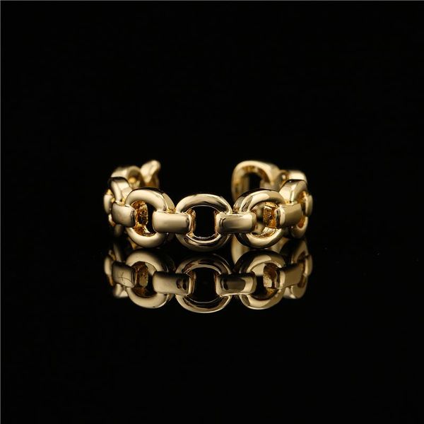 

cluster rings gold color vintage design punk style chain shape ring for women hollow geometric wholesale female party jewelry gift, Golden;silver