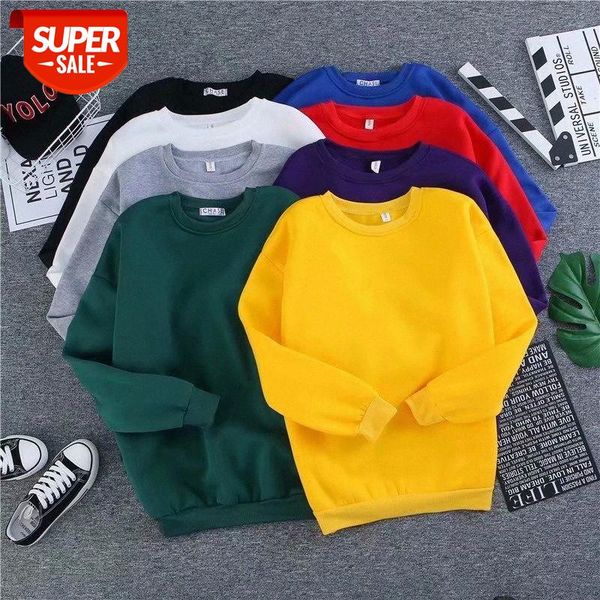 

sweatshirt men's loose round neck tide ins autumn and winter plus velvet hong kong style youth pullover jacket #0l3i, Black