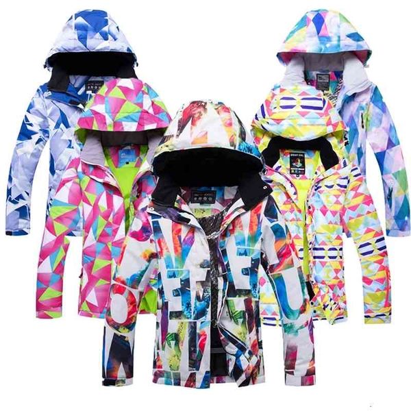 

new winter colorful warm thick women ski jacket detachable hat outdoor waterproof windproof mountain sports ski snowboard jacket