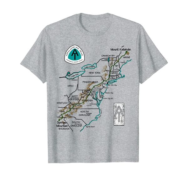 

at logo appalachian trail hiking map t-shirt, White;black
