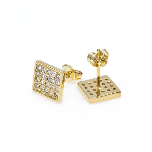 

stud hip-hop jewelry zircon men's earrings luxury wholesale holiday gifts ladies party gift, Golden;silver
